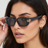 Retro square high-end feeling square round face slimming sunglasses trendy and fashionable outdoor vacation sunglasses