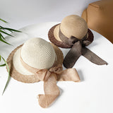 Straw Hat Women Spring and Summer Large brimmed Lace Bow Fisherman's Hat Children Simple Travel Sunscreen and Shade Straw Weaving Sun