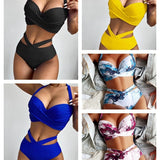 New bikini split swimsuit with steel support, fashionable and sexy printed swimsuit