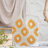 Women's shoulder cross daisy bag, beach bag, forest cotton rope, cotton thread woven bag